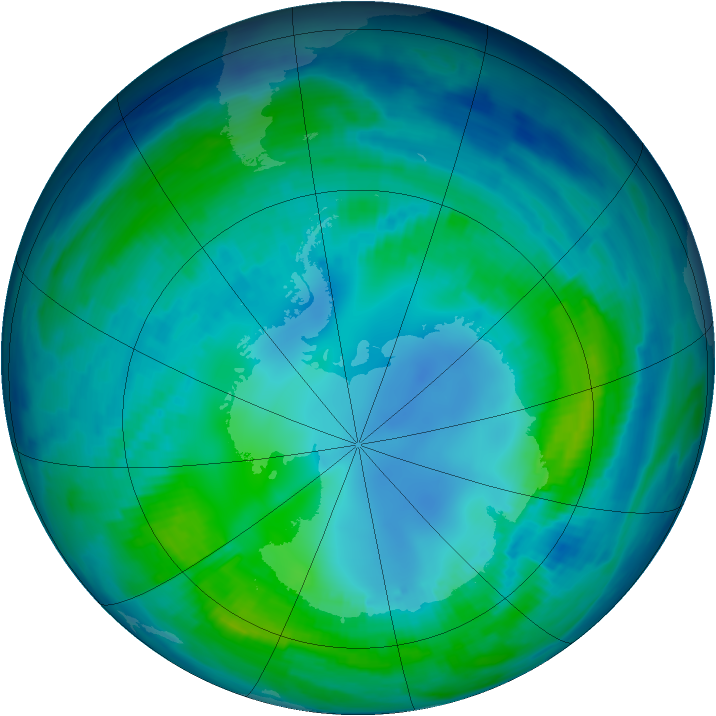 Antarctic ozone map for 30 April 1997